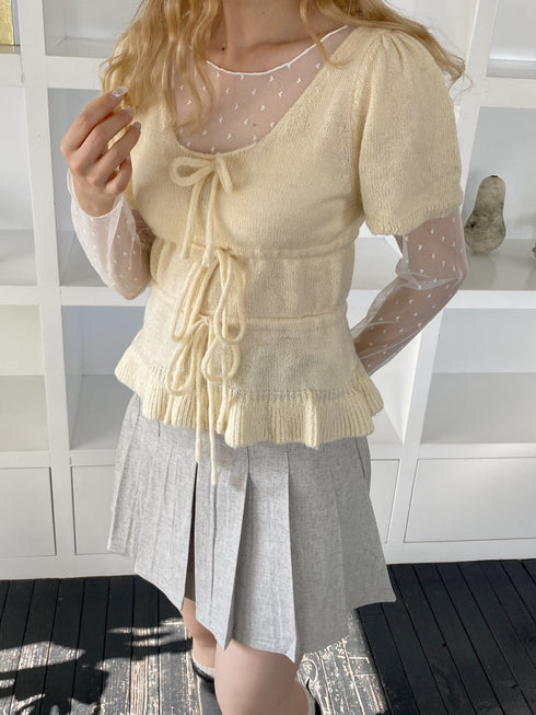 リボンパフスリーブ半袖ニット | SL2252613 | イエロー