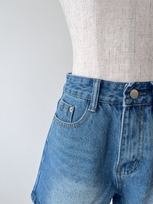 リボンデニムショートパンツ | RN2242016 | ブルー