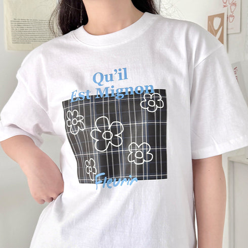 チェックボックスロゴプリント半袖Tシャツ | SL2262007 | ブラック