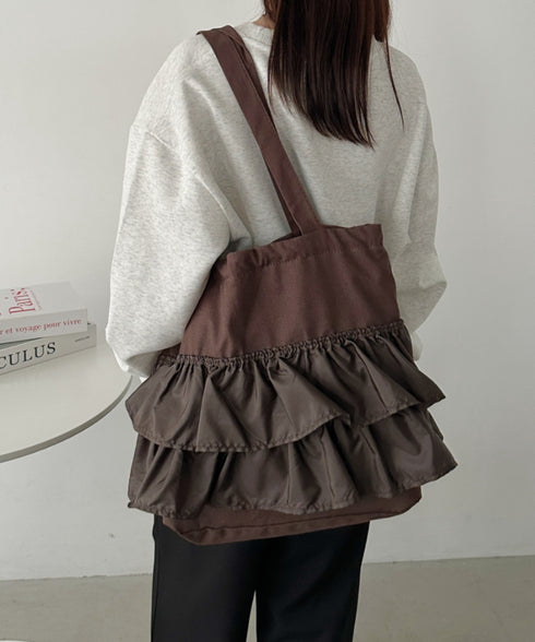 【A4サイズ対応】2wayフリルトートバッグ | CL1251020 | ブラウン