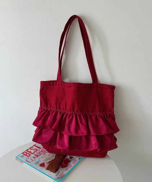 【A4サイズ対応】2wayフリルトートバッグ | CL1251020 | ワインレッド