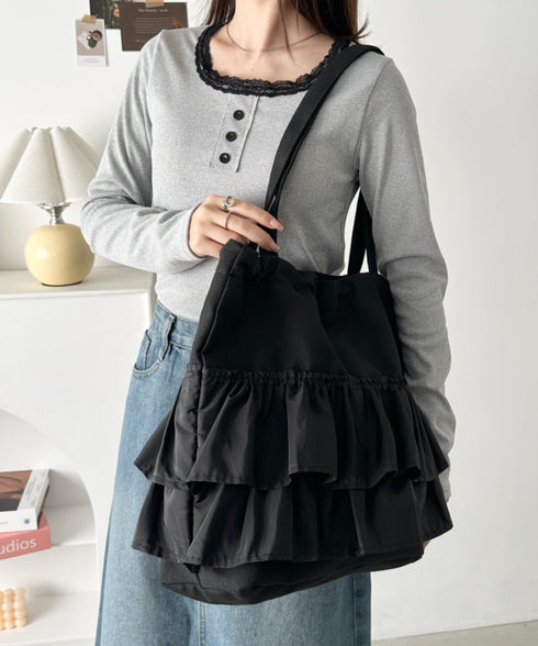 【A4サイズ対応】フリルトートバッグ | CL1251020 | ブラック