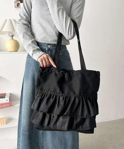 【A4サイズ対応】フリルトートバッグ | CL1251020 | ブラック