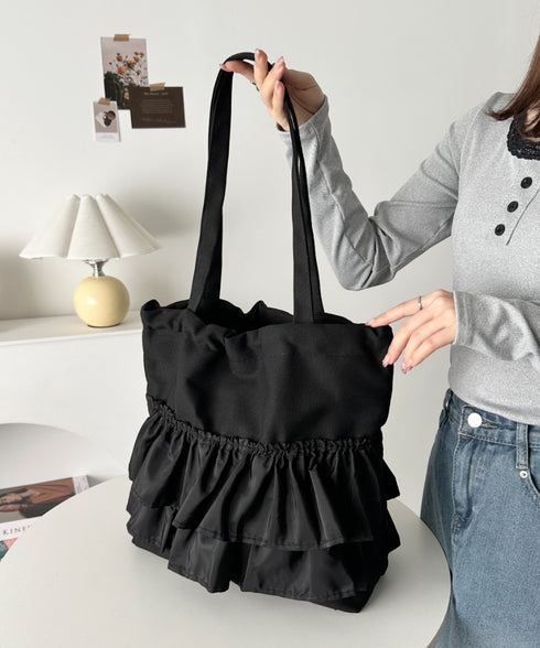 【A4サイズ対応】フリルトートバッグ | CL1251020 | ブラック