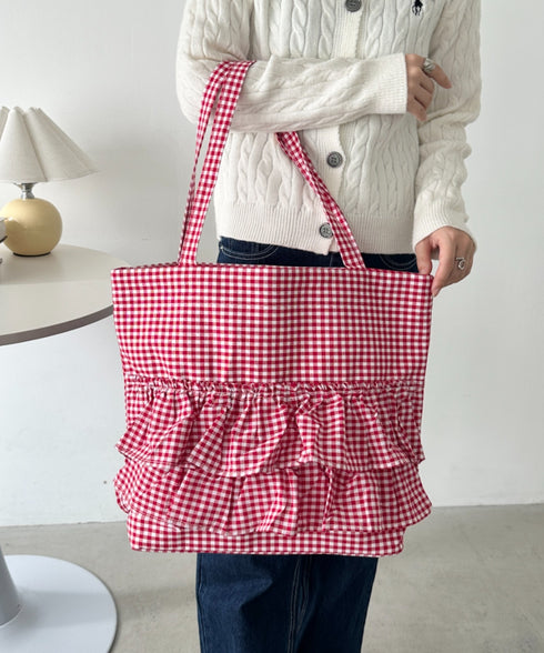 【A4サイズ対応】2wayフリルトートバッグ | CL1251020 | レッド