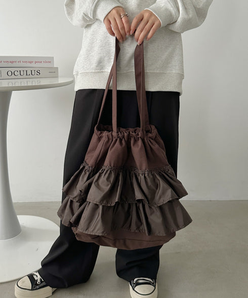 【A4サイズ対応】2wayフリルトートバッグ | CL1251020 | ブラウン