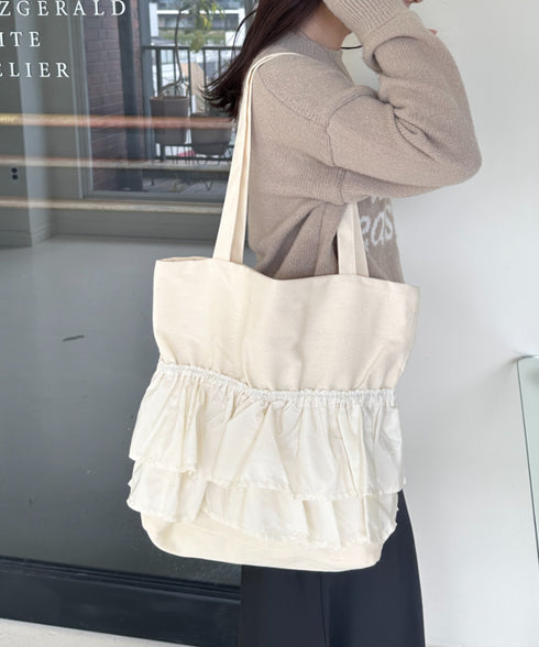 【A4サイズ対応】フリルトートバッグ | CL1251020 | アイボリー