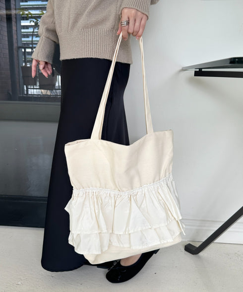 【A4サイズ対応】フリルトートバッグ | CL1251020 | アイボリー