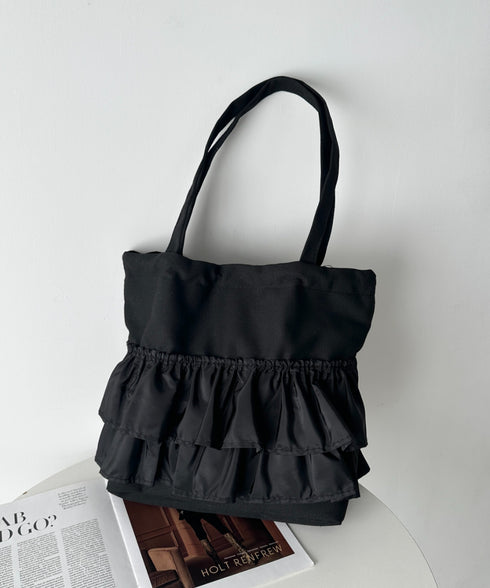 【A4サイズ対応】フリルトートバッグ | CL1251020 | ブラック
