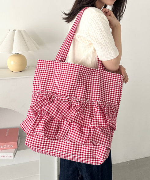 【A4サイズ対応】2wayフリルトートバッグ | CL1251020 | レッド