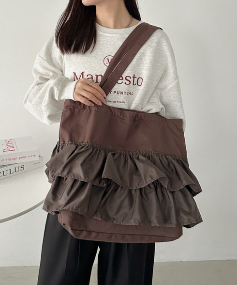 【A4サイズ対応】2wayフリルトートバッグ | CL1251020 | ブラウン