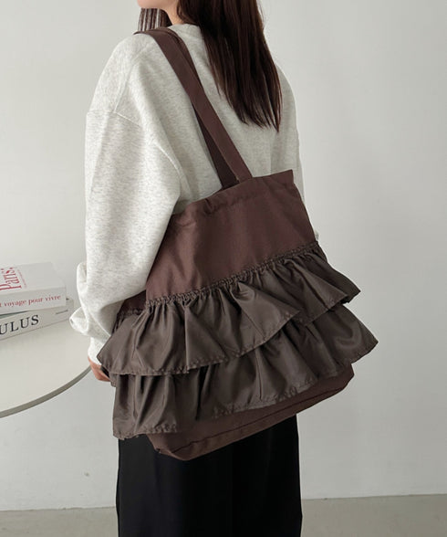 【A4サイズ対応】2wayフリルトートバッグ | CL1251020 | ブラウン