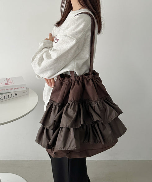 【A4サイズ対応】2wayフリルトートバッグ | CL1251020 | ブラウン