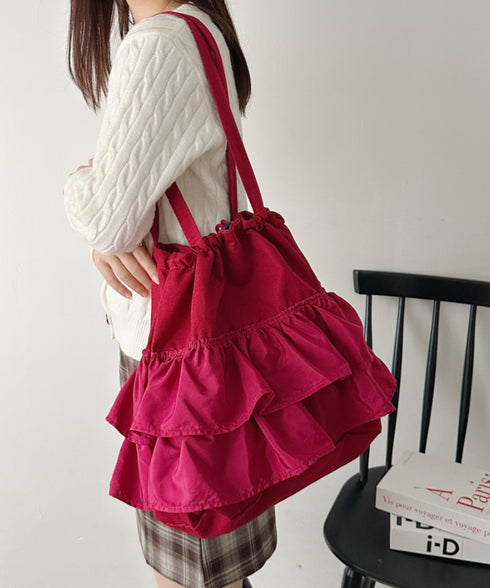 【A4サイズ対応】2wayフリルトートバッグ | CL1251020 | ワインレッド