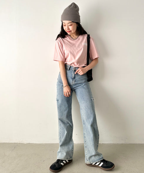 国内未発売 THE NORTH FACE(ザ・ノースフェイス)/ワンポイントロゴ 半袖 コットン Tシャツ/COTTON BASIC S/S R/TEE | IM2252001 | ピンク
