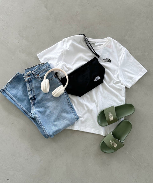 国内未発売 THE NORTH FACE(ザ・ノースフェイス)/ワンポイントロゴ 半袖 コットン Tシャツ/COTTON BASIC S/S R/TEE | IM2252001 | ホワイト