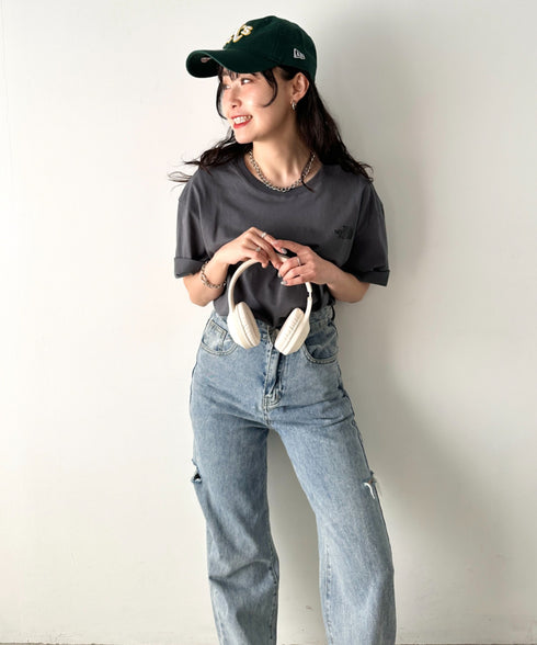 国内未発売 THE NORTH FACE(ザ・ノースフェイス)/ワンポイントロゴ 半袖 コットン Tシャツ/COTTON BASIC S/S R/TEE | IM2252001 | チャコールグレー