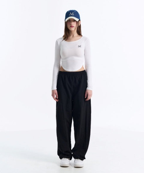 MUCENT(ムセント)/Uネック 裾ラウンド サイドシャーリング カットソー/Four Seasons See-through Signature Logo Yu-neck Shirring Tee | AT2251002 | ホワイト