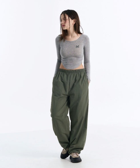 MUCENT(ムセント)/Uネック 裾ラウンド サイドシャーリング カットソー/Four Seasons See-through Signature Logo Yu-neck Shirring Tee | AT2251002 | グレー