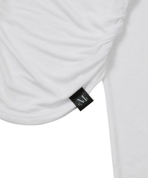 MUCENT(ムセント)/Uネック 裾ラウンド サイドシャーリング カットソー/Four Seasons See-through Signature Logo Yu-neck Shirring Tee | AT2251002 | ホワイト