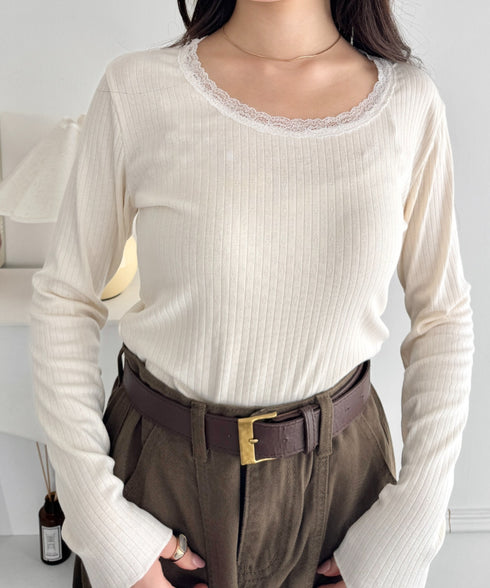 レース付き長袖インナートップス | NU2251059 | アイボリー