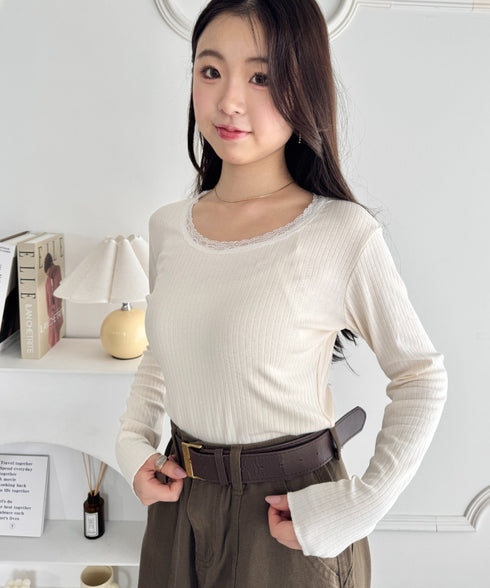 レース付き長袖インナートップス | NU2251059 | アイボリー