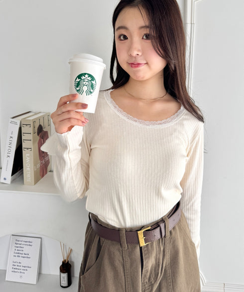 レース付き長袖インナートップス | NU2251059 | アイボリー