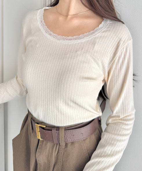 レース付き長袖インナートップス | NU2251059 | アイボリー