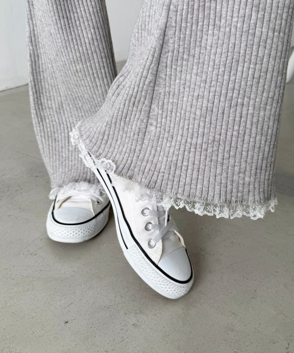 裾レースリブパンツ | NU2255076 | グレー