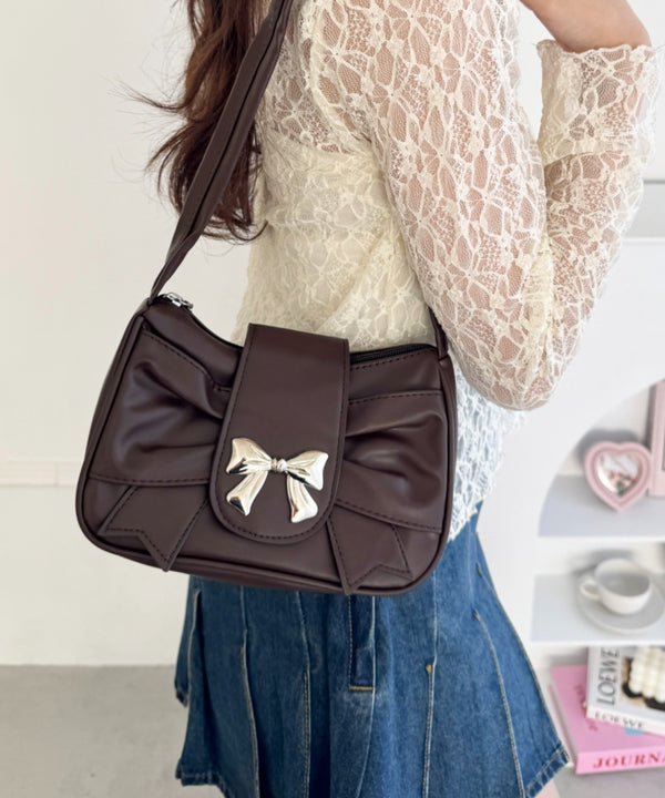 リボンモチーフホーボーバッグ | LO1255130 | ブラウン