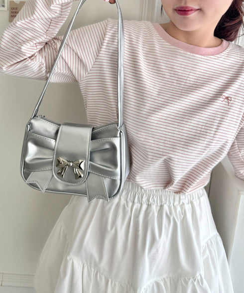 リボンモチーフホーボーバッグ | LO1255130 | シルバー