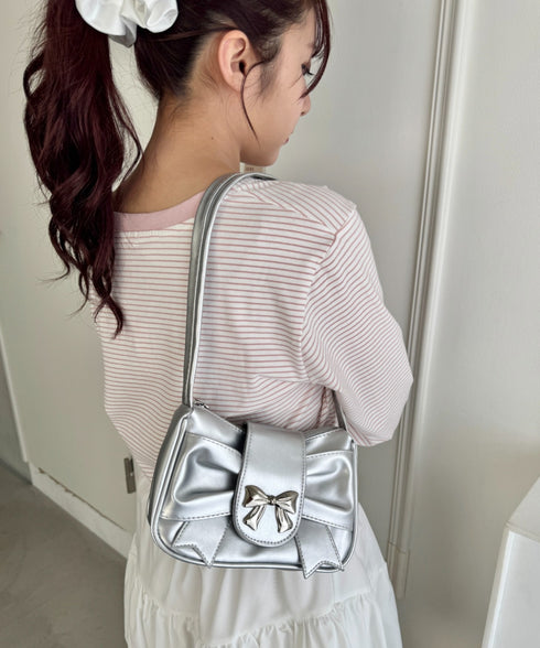 リボンモチーフホーボーバッグ | LO1255130 | シルバー