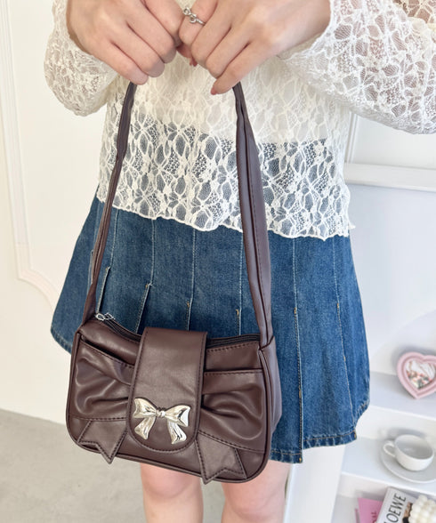 リボンモチーフホーボーバッグ | LO1255130 | ブラウン