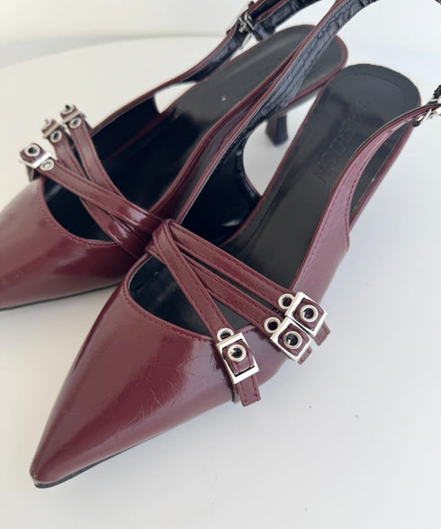 メニーベルトポインテッドミュールパンプス | LO3255134 | レッド