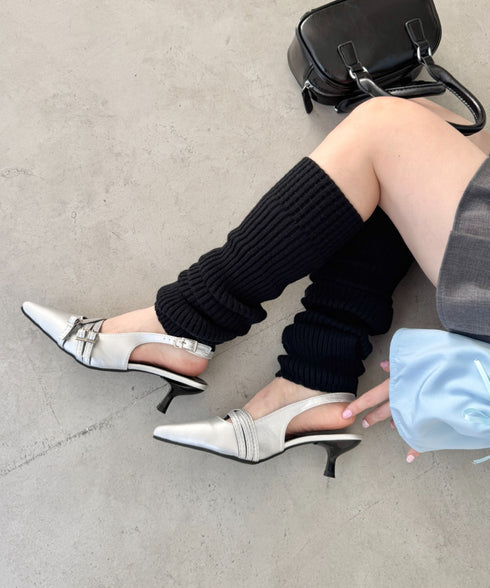 メニーベルトポインテッドミュールパンプス | LO3255134 | シルバー