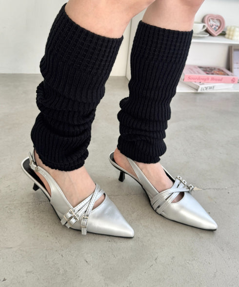 メニーベルトポインテッドミュールパンプス | LO3255134 | シルバー