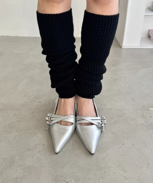 メニーベルトポインテッドミュールパンプス | LO3255134 | シルバー