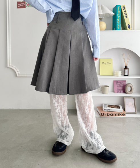 ワイドプリーツミディ丈スカート | NU2255122 | グレー
