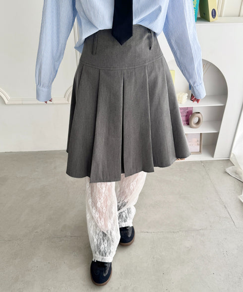 ワイドプリーツミディ丈スカート | NU2255122 | グレー