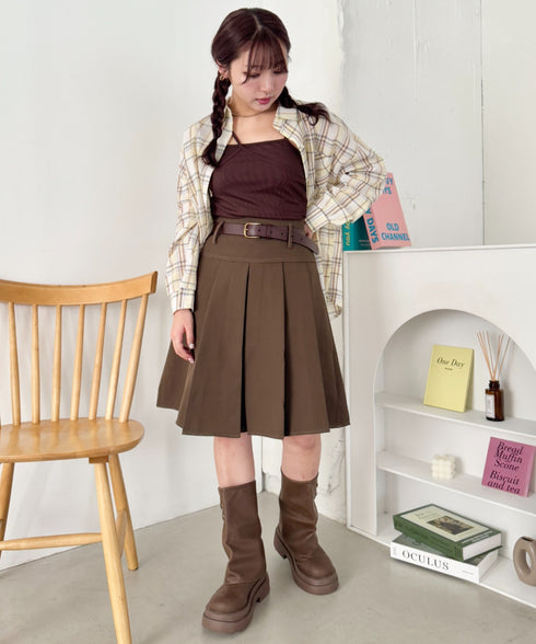 ワイドプリーツミディ丈スカート | NU2255122 | ブラウン