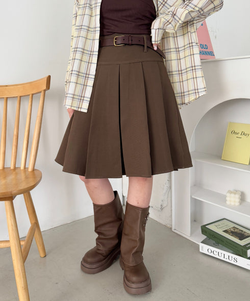 ワイドプリーツミディ丈スカート | NU2255122 | ブラウン