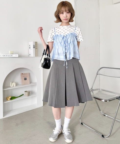 ワイドプリーツミディ丈スカート | NU2255122 | グレー