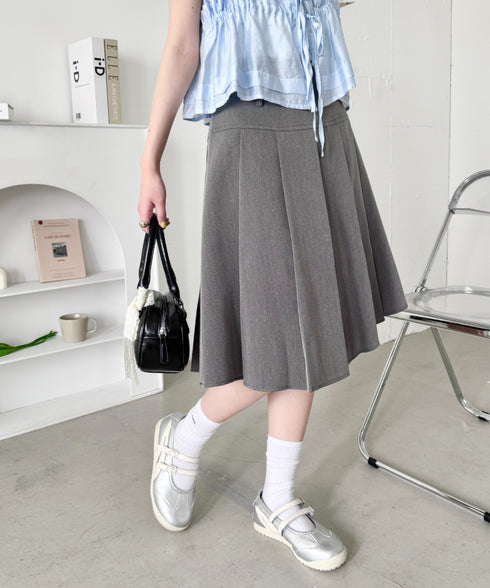 ワイドプリーツミディ丈スカート | NU2255122 | グレー
