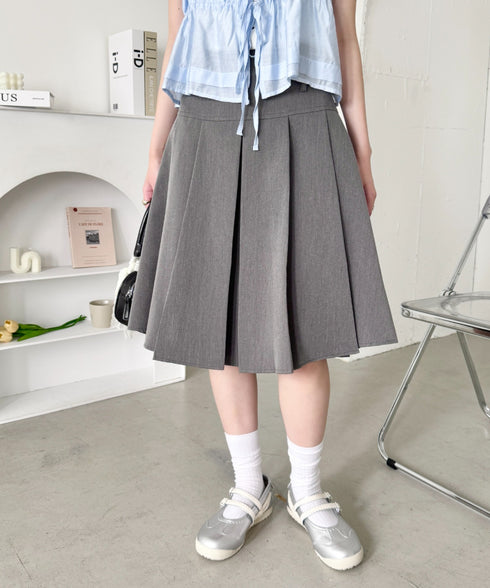 ワイドプリーツミディ丈スカート | NU2255122 | グレー