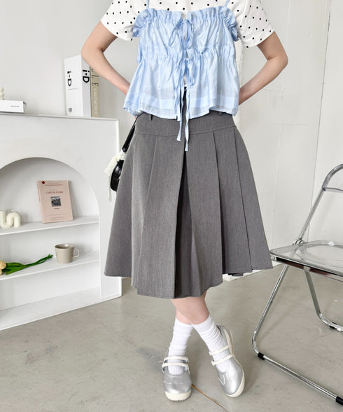 ワイドプリーツミディ丈スカート | NU2255122 | グレー