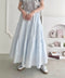 フラワー刺繍コットンレースティアードスカート | LO2255147 | ライトブルー