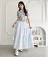 フラワー刺繍コットンレースティアードスカート | LO2255147 | ライトブルー