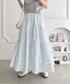 フラワー刺繍コットンレースティアードスカート | LO2255147 | ライトブルー