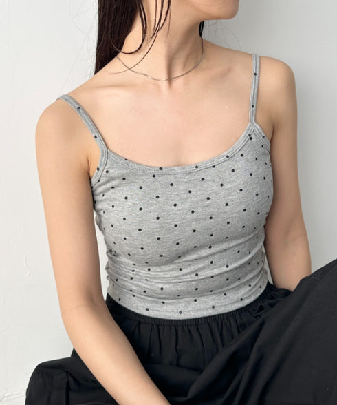 カップ付きドット柄キャミソール | CL2255010 | グレー