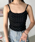 カップ付きドット柄キャミソール | CL2255010 | ブラック
